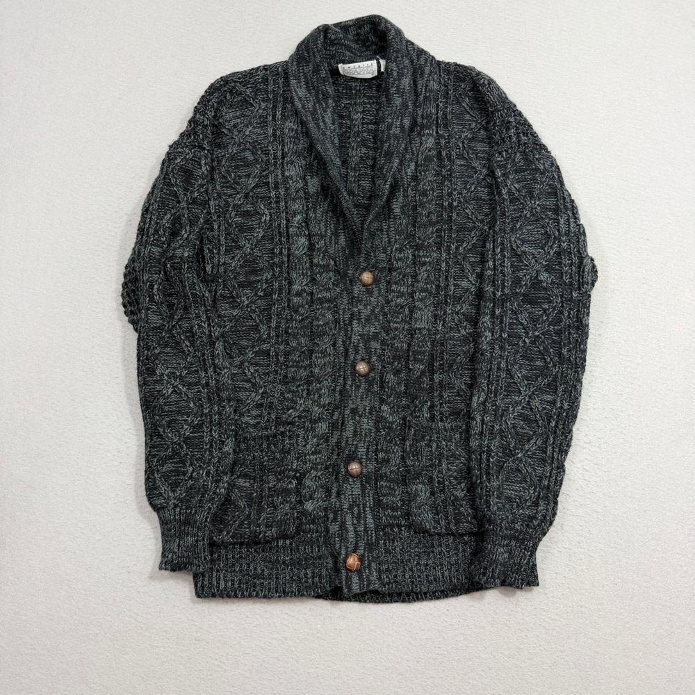 Vintage Sweater Graphix Sweater Medium Cardigan Shawl Neck Cable Knit Button